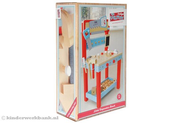 Houten werkbank in luxe verpakking.