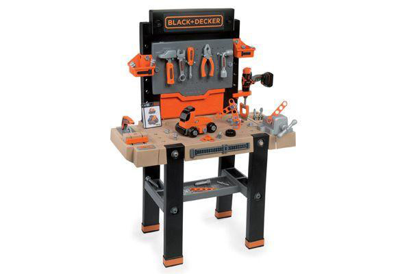 Smoby - Black Decker - Bricolo Smart Workbench - DIY-speelgoed voor kinderen - 33 accessoires en gereedschappen - zaag, hamer, schroevendraaier en meer - vanaf 3 jaar - gemaakt in Frankrijk